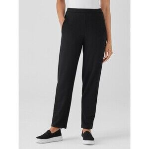 NWT Eileen Fisher Cozy Brushed Terry Hug Black Slouchy Ankle Pants- Size Small P